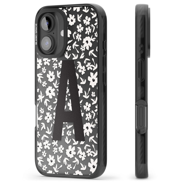 iPhone 16 Pro Max Personalised Floral Pattern Personalised Black Impact Phone Case