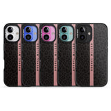 iPhone 16 Pro Max Personalised Pink Stripe Leopard Pattern Black Impact Phone Case