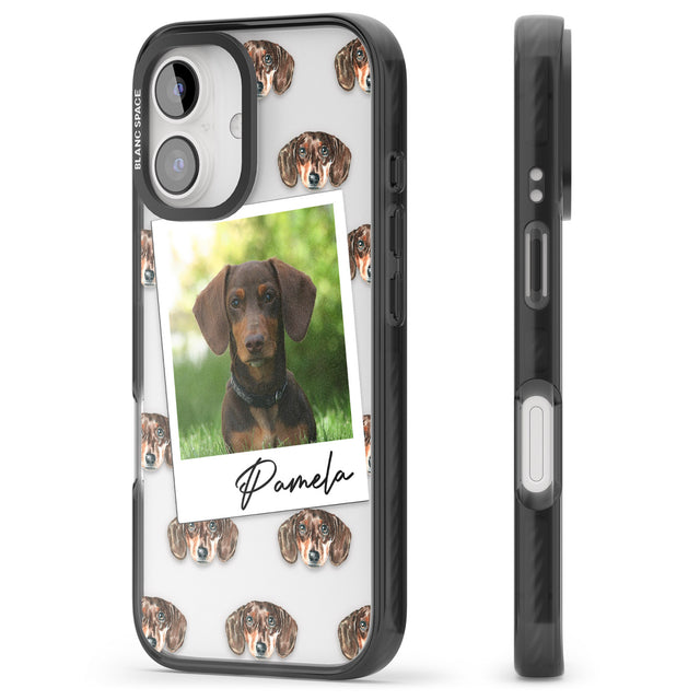 iPhone 16 Pro Max Personalised Dachshund, Brown - Dog Photo Black Impact Phone Case