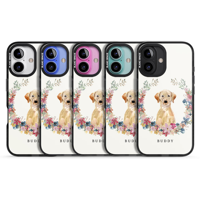 iPhone 16 Pro Max Personalised Yellow Labrador Retriever Dog Portrait Black Impact Phone Case