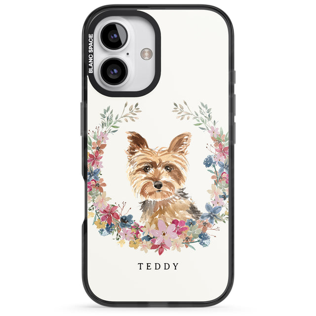 iPhone 16 Pro Max Personalised Yorkshire Terrier - Watercolour Dog Portrait Black Impact Phone Case