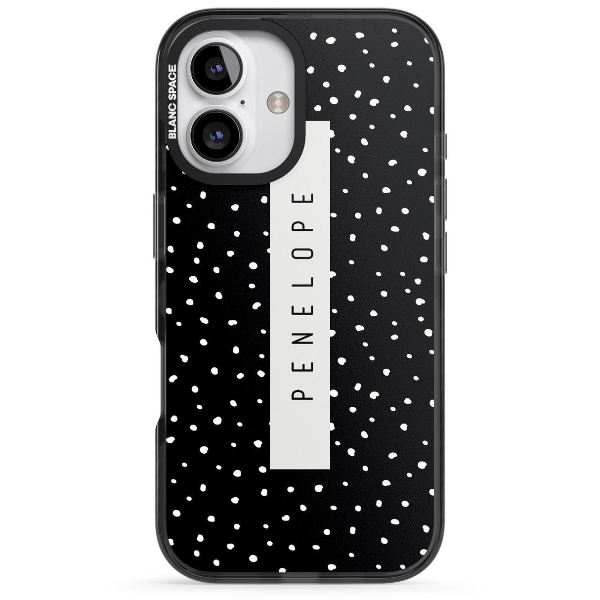 iPhone 16 Pro Max Personalised Black Dots Black Impact Phone Case