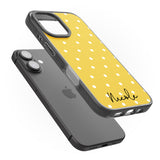 iPhone 16 Pro Max Personalised Yellow Polka Dot Black Impact Phone Case