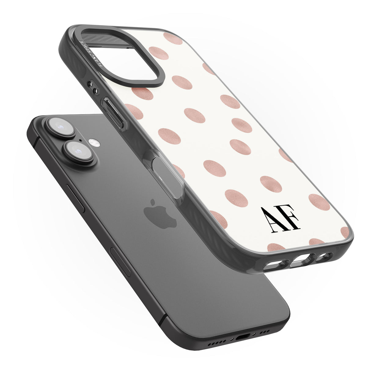 iPhone 16 Pro Max Personalised Initials & Dots Black Impact Phone Case