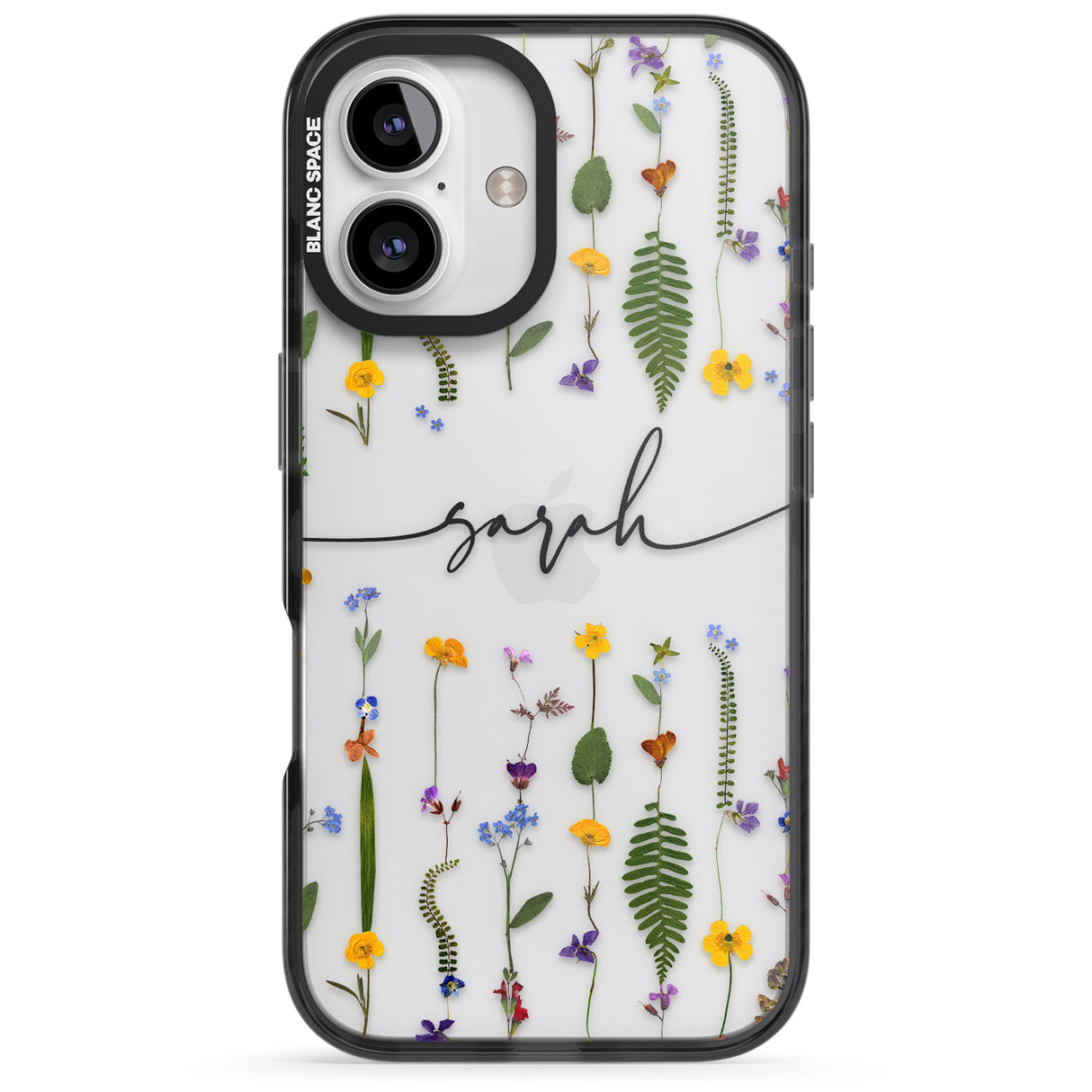 iPhone 16 Pro Max Personalised Wildflower Floral Black Impact Phone Case