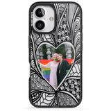 iPhone 16 Pro Max Personalised Henna Heart Photo Case Black Impact Phone Case