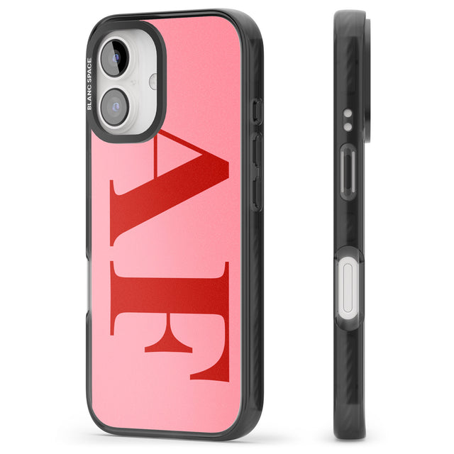 iPhone 16 Pro Max Personalised Red & Pink Letters Black Impact Phone Case