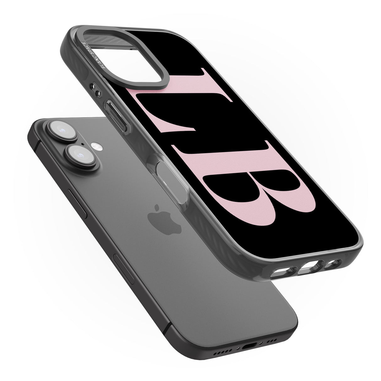 iPhone 16 Pro Max Personalised Pink & Black Letters Black Impact Phone Case