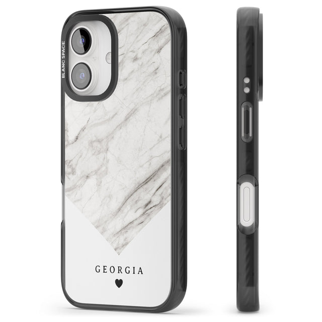 iPhone 16 Pro Max Personalised White Marble Black Impact Phone Case