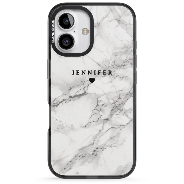 iPhone 16 Pro Max Personalised Classic Grey Marble Black Impact Phone Case