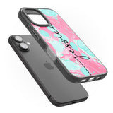 iPhone 16 Pro Max Personalised Turquoise & Pink - Marbled Black Impact Phone Case