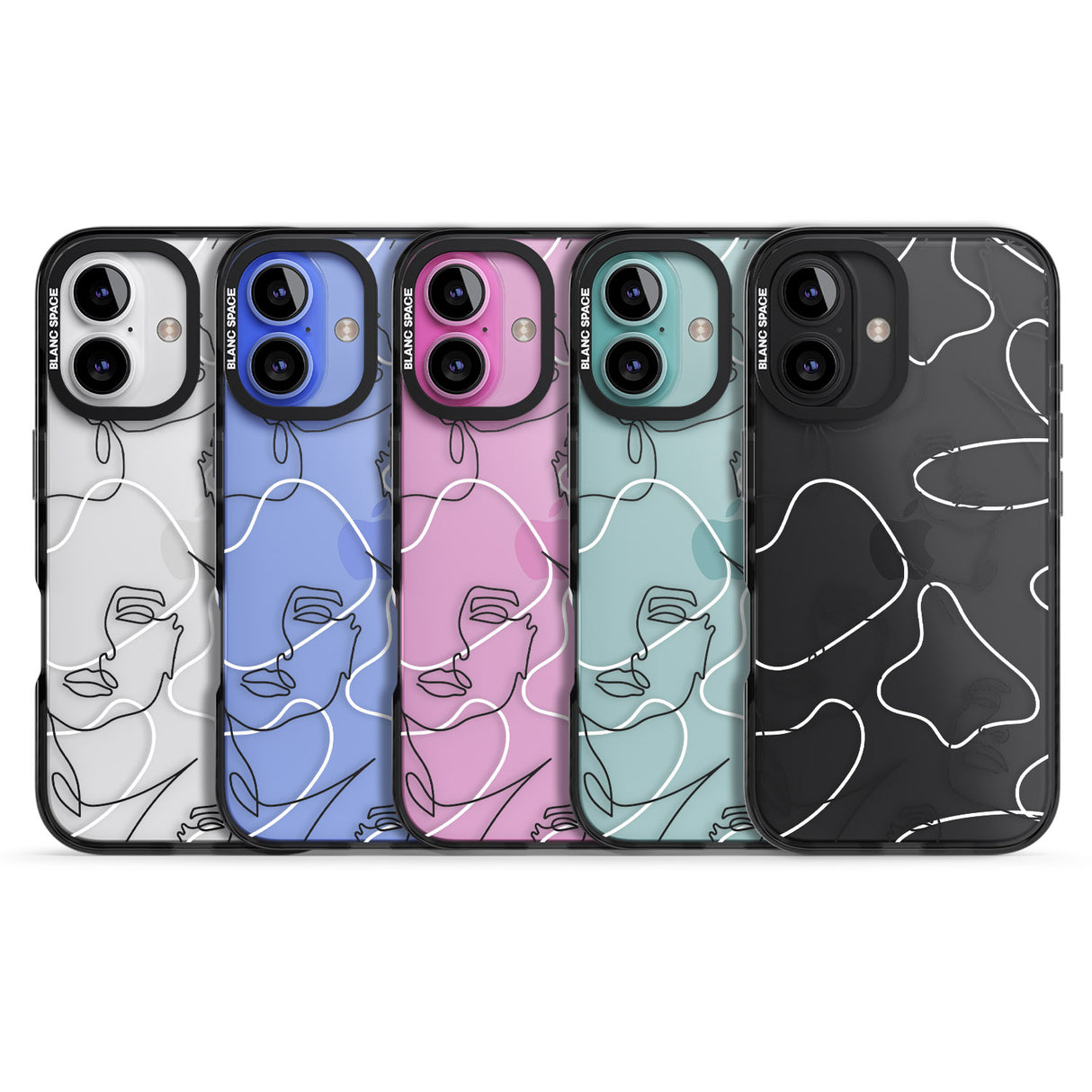 iPhone 16 Pro Max Personalised Abstract Faces Black Impact Phone Case