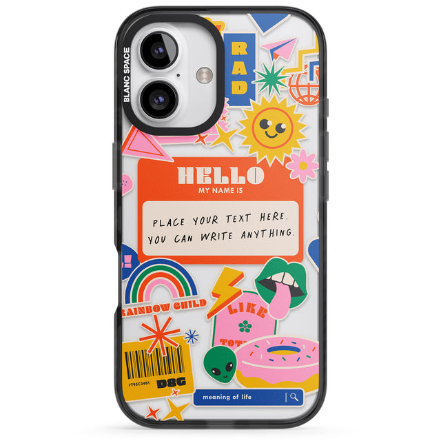 iPhone 16 Pro Max Personalised Nostalgia Sticker Mix #2 Black Impact Phone Case