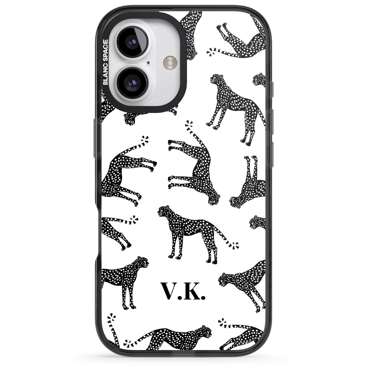 iPhone 16 Pro Max Personalised Cheetah Black & White Black Impact Phone Case