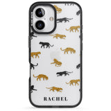 iPhone 16 Pro Max Personalised Jaguar Pattern on Transparent Black Impact Phone Case