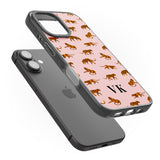 iPhone 16 Pro Max Personalised Safari Tiger Pattern on Pink Black Impact Phone Case