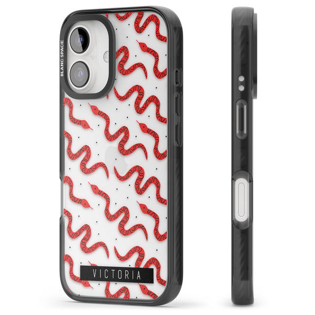 iPhone 16 Pro Max Personalised Snake Pattern Black Impact Phone Case