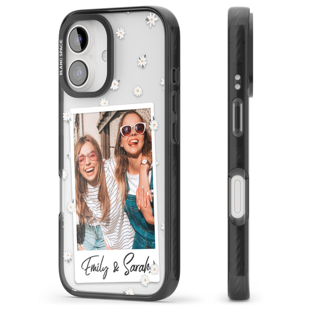 iPhone 16 Pro Max Personalised Daisy Instant Photo Black Impact Phone Case