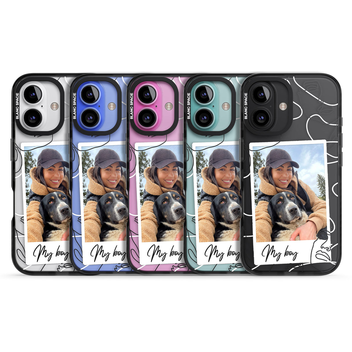 iPhone 16 Pro Max Personalised Abstract Faces Instant Photo Black Impact Phone Case