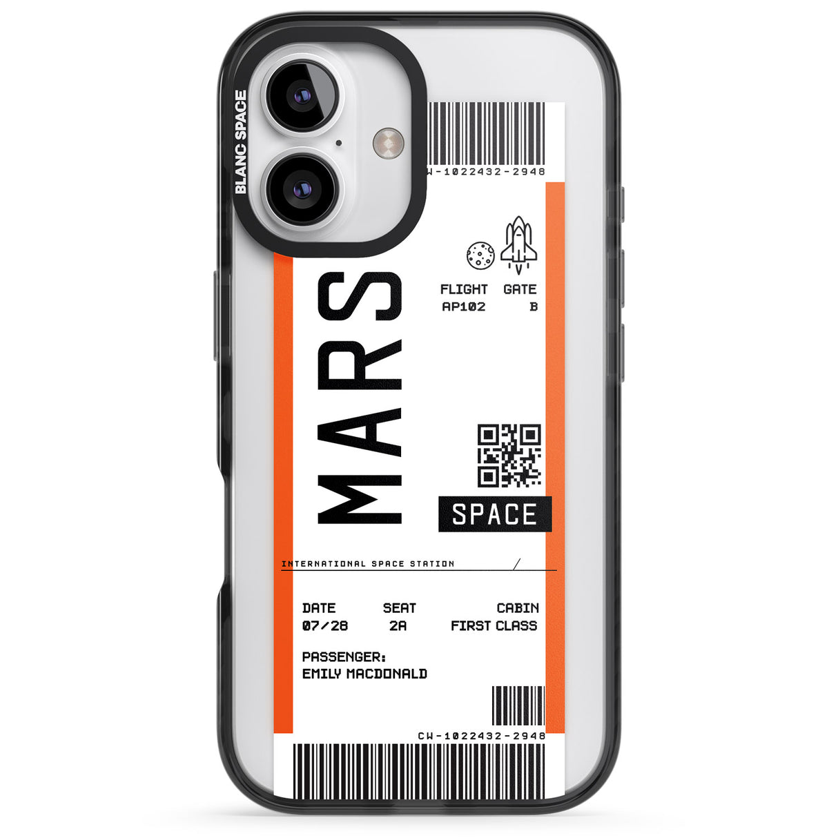 iPhone 16 Pro Max Personalised Mars Space Travel Ticket Black Impact Phone Case