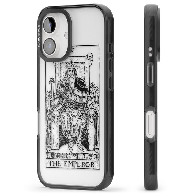 iPhone 16 Pro Max Personalised The Emperor Tarot Card - Transparent Black Impact Phone Case