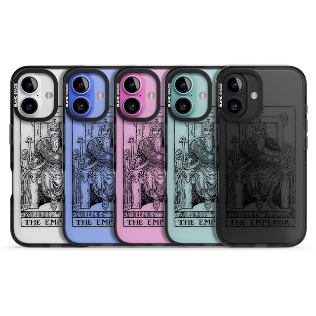 iPhone 16 Pro Max Personalised The Emperor Tarot Card - Transparent Black Impact Phone Case