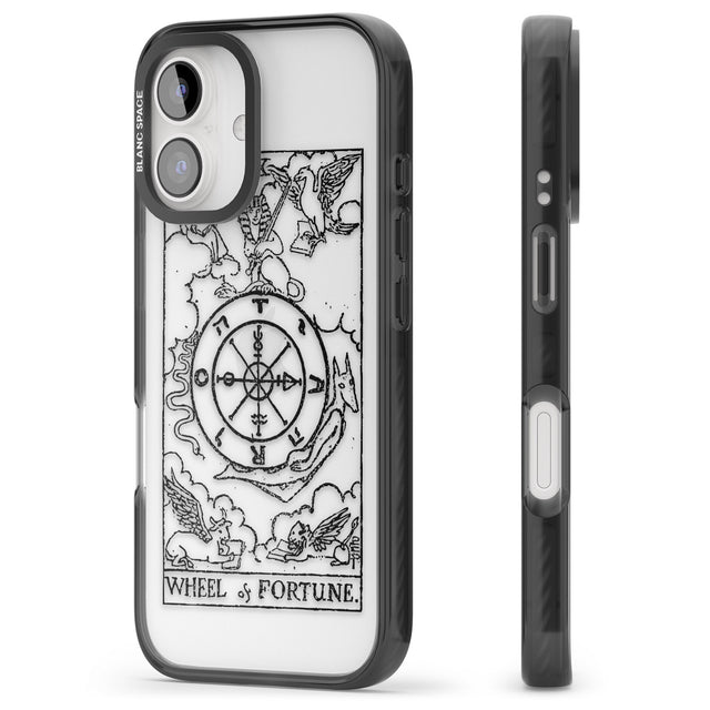 iPhone 16 Pro Max Personalised Wheel of Fortune Tarot Card - Transparent Black Impact Phone Case