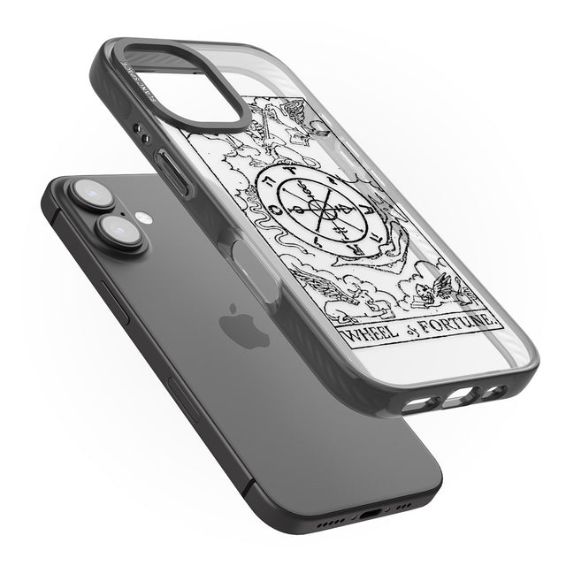 iPhone 16 Pro Max Personalised Wheel of Fortune Tarot Card - Transparent Black Impact Phone Case