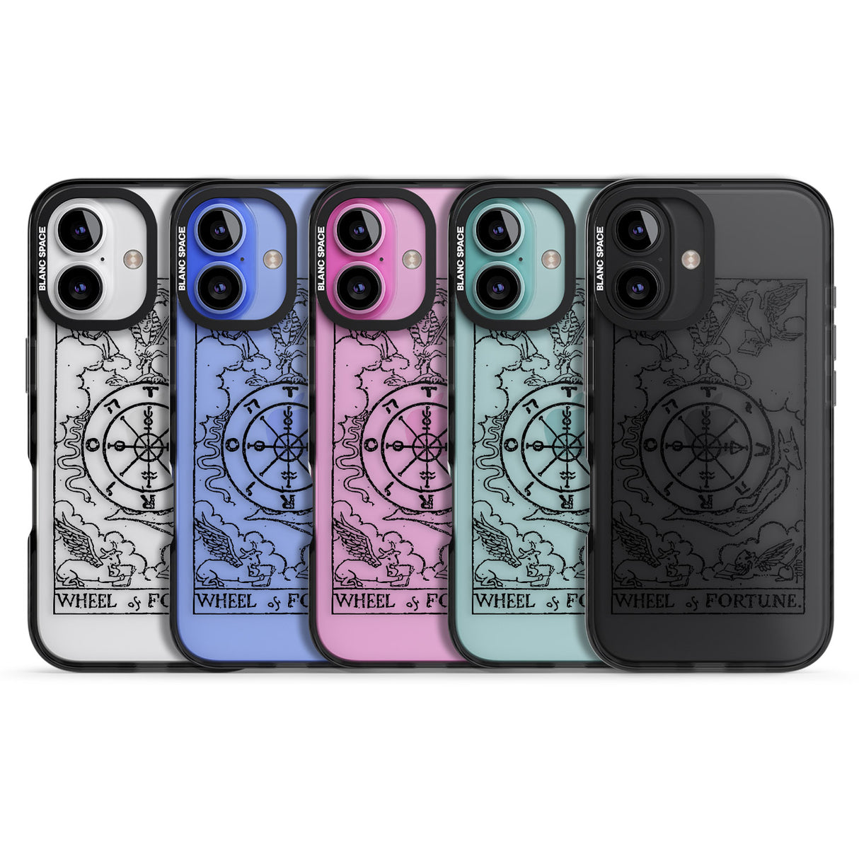 iPhone 16 Pro Max Personalised Wheel of Fortune Tarot Card - Transparent Black Impact Phone Case