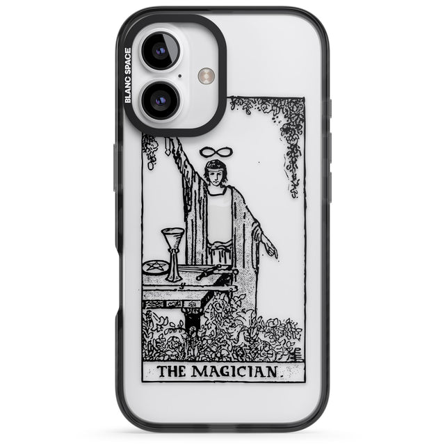 iPhone 16 Pro Max Personalised The Magician Tarot Card - Transparent Black Impact Phone Case