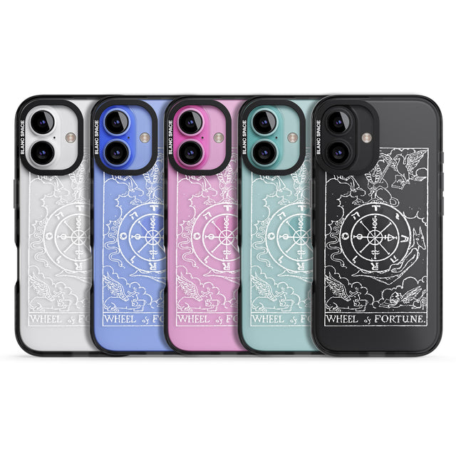 iPhone 16 Pro Max Personalised Wheel of Fortune Tarot Card - White Transparent Black Impact Phone Case