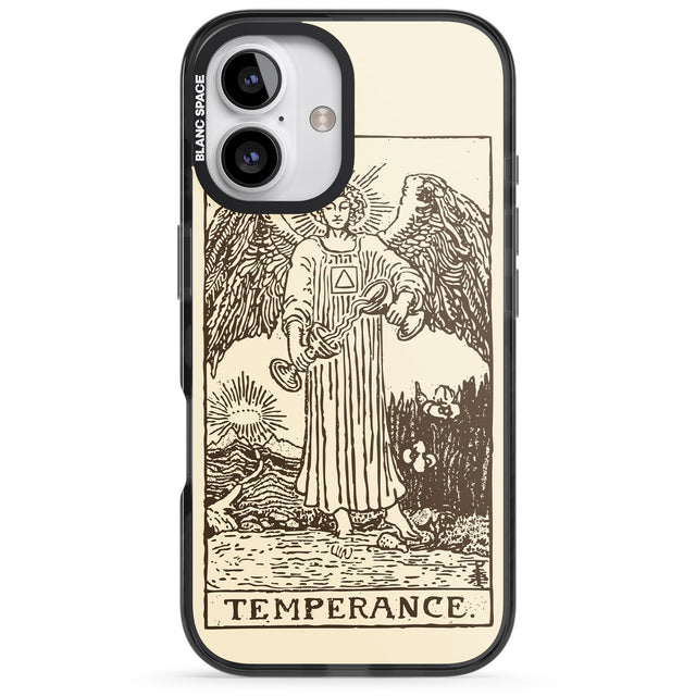 iPhone 16 Pro Max Personalised Temperance Tarot Card - Solid Cream Black Impact Phone Case