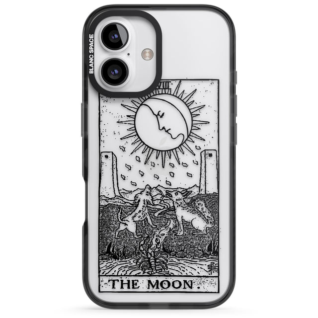 iPhone 16 Pro Max Personalised The Moon Tarot Card - Transparent Black Impact Phone Case