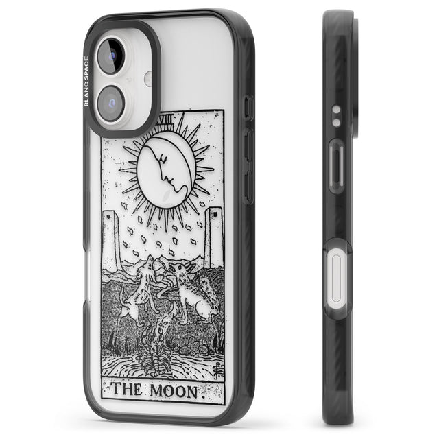 iPhone 16 Pro Max Personalised The Moon Tarot Card - Transparent Black Impact Phone Case