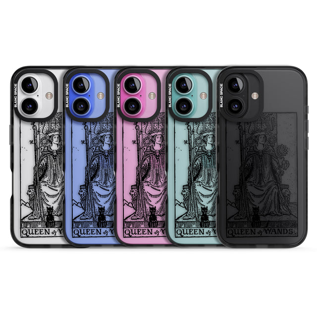 iPhone 16 Pro Max Personalised Queen of Wands Tarot Card - Transparent Black Impact Phone Case