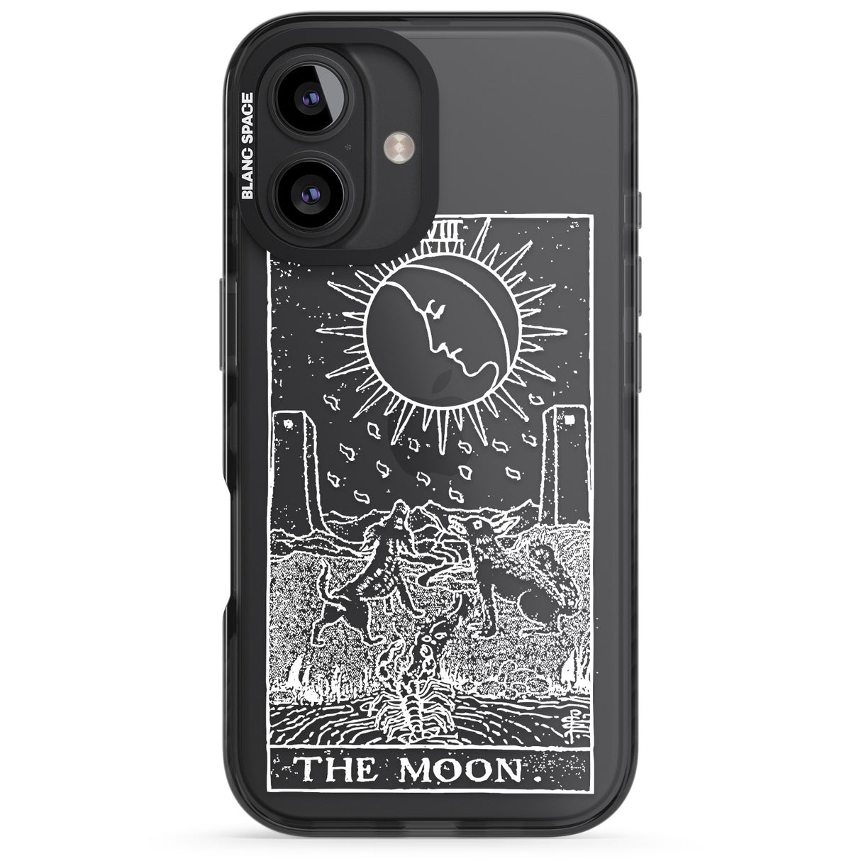 iPhone 16 Pro Max Personalised The Moon Tarot Card - White Transparent Black Impact Phone Case