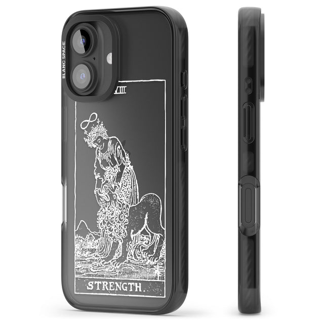 iPhone 16 Pro Max Personalised Strength Tarot Card - White Transparent Black Impact Phone Case