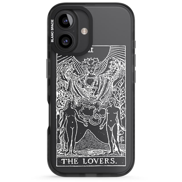 iPhone 16 Pro Max Personalised The Lovers Tarot Card - White Transparent Black Impact Phone Case