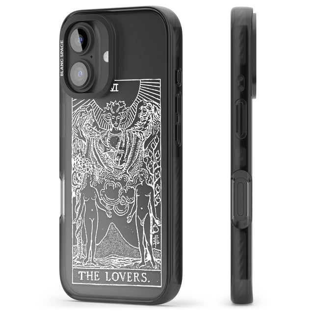 iPhone 16 Pro Max Personalised The Lovers Tarot Card - White Transparent Black Impact Phone Case