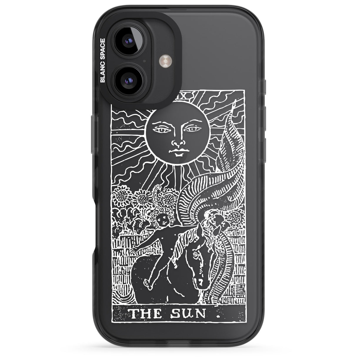 iPhone 16 Pro Max Personalised The Sun Tarot Card - White Transparent Black Impact Phone Case