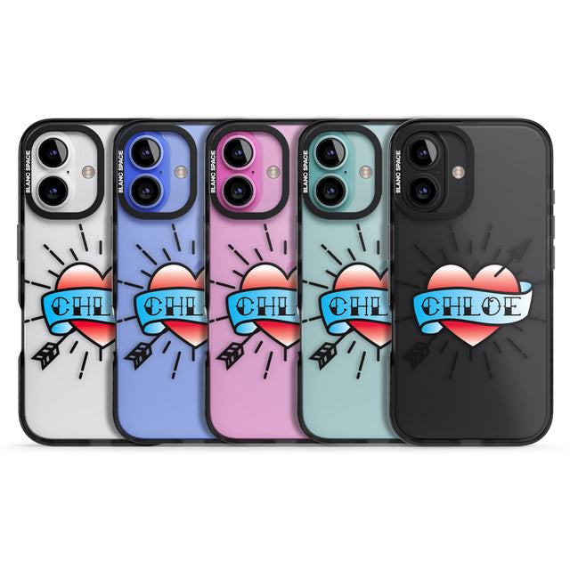 iPhone 16 Pro Max Personalised Heart Tattoo Black Impact Phone Case