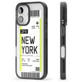 iPhone 16 Pro Max Personalised New York Boarding Pass Black Impact Phone Case