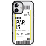 iPhone 16 Pro Max Personalised Paris Boarding Pass Black Impact Phone Case