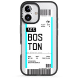 iPhone 16 Pro Max Personalised Boston Boarding Pass Black Impact Phone Case