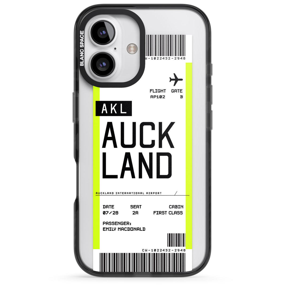 iPhone 16 Pro Max Personalised Auckland Boarding Pass Black Impact Phone Case