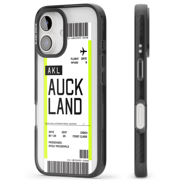 iPhone 16 Pro Max Personalised Auckland Boarding Pass Black Impact Phone Case