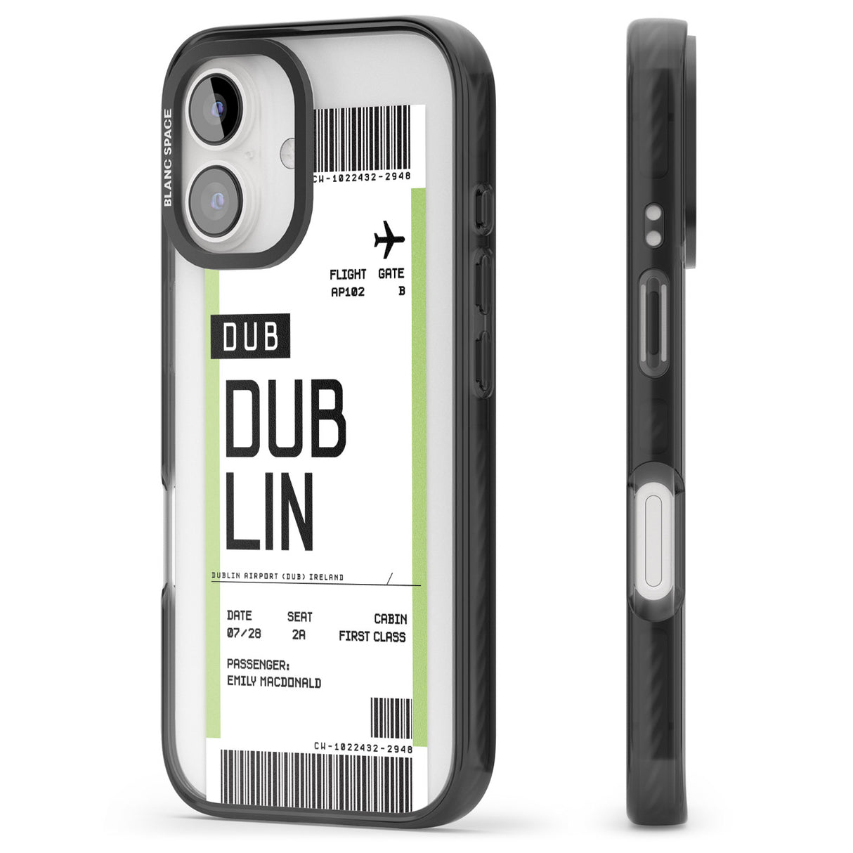 iPhone 16 Pro Max Personalised Dublin Boarding Pass Black Impact Phone Case