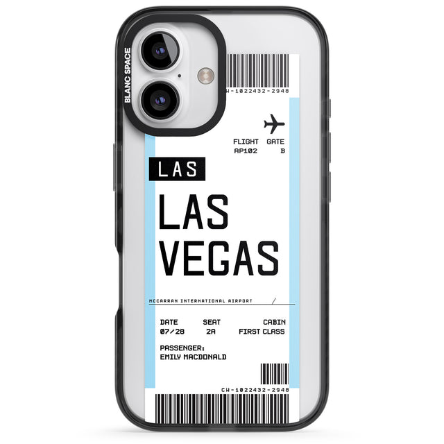 iPhone 16 Pro Max Personalised Las Vegas Boarding Pass Black Impact Phone Case