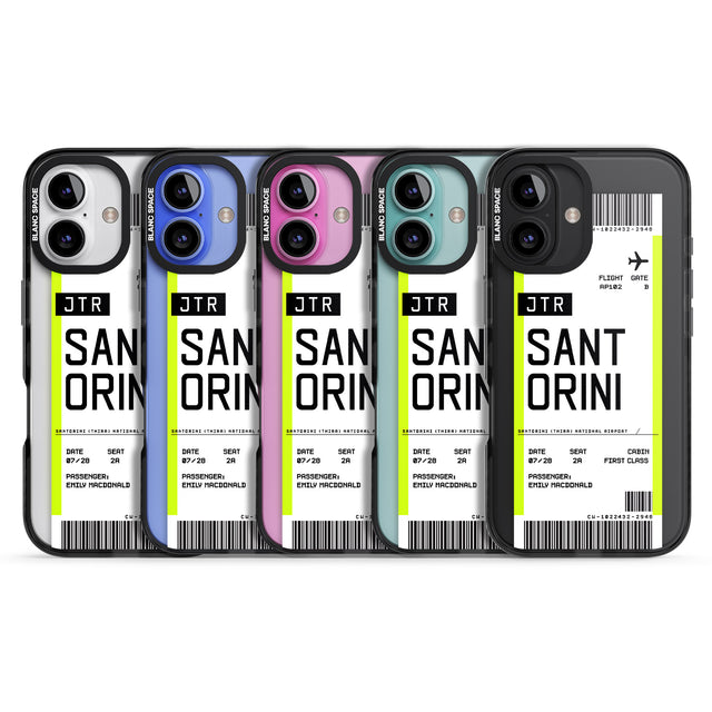 iPhone 16 Pro Max Personalised Santorini Boarding Pass Black Impact Phone Case