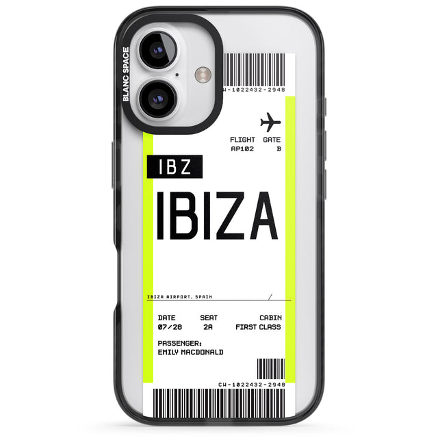 iPhone 16 Pro Max Personalised Ibiza Boarding Pass Black Impact Phone Case